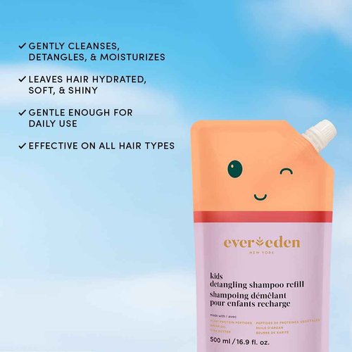 Evereden Kids Shampoo Refill, 16.9 fl oz | Detangling, Clean, Non-Toxic Ingredients | Gentle Kids Haircare