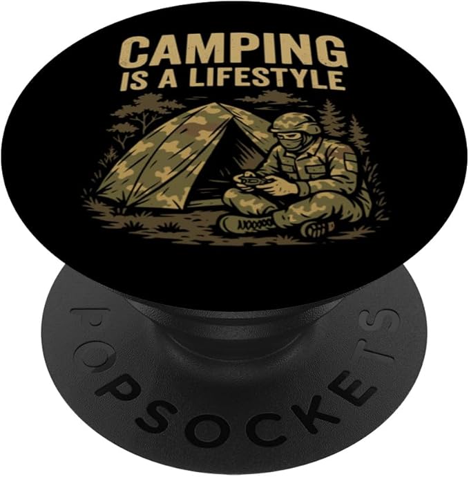 Camping Lifestyle Funny Outdoors Survival Gamer Humor Gaming PopSockets Adhesive PopGrip