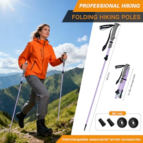 Yourjoy Hiking Trekking Poles, Macaron Colors 2 Pack Anti Shock, Adjustable, Collapsible Hiking Poles for Trekking or Walk...