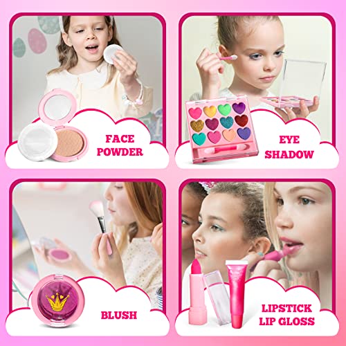 ULOVEME Kids Real Makeup Kit for Girls with Fluffy Purse - Real, Non Toxic, Washable Make Up Toy - Umicorn Toys Gift for 3...