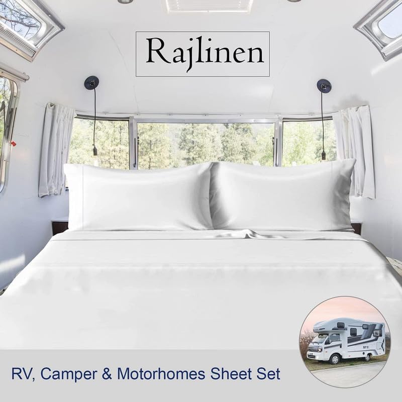 RV Camper King Sheet Set (72x80) - 100% Egyptian Cotton, Soft & Cooling, 16" Deep Pocket Fitted Sheet, Luxury Hotel Qualit...