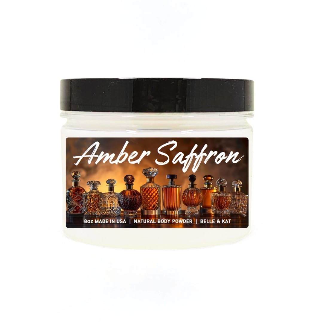 Amber & Saffron (our version of B. Rouge type) Body Dusting Powder for Men & Women - 8oz Container - Made in the USA
