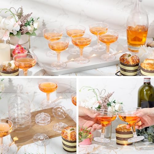 Zopeal 50 Pcs Champagne Glasses 5 oz Unbreakable Plastic Martini Glasses Disposable Wine Cups Stackable Stemmed Champagne ...