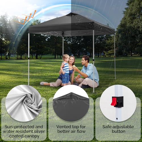 VINGLI 10x10 Pop Up Canopy Tent with Sidewall and Sandbags, Outdoor Pop Up Gazebo Tent for Parties One Person Set Up for C...