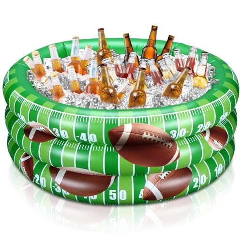 Fourluoo Football Part Decoration Inflatable Football Cooler Blow up Summer Beach Pool Drink Holder Ice Tray Food Drink Co...