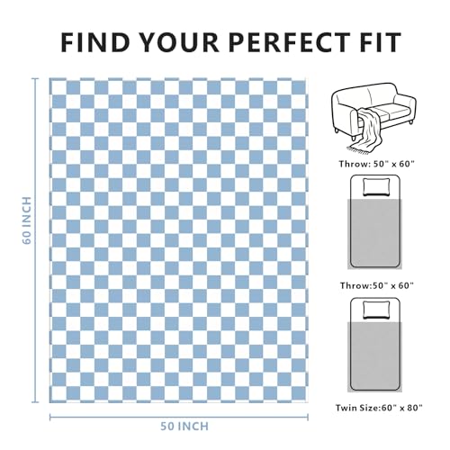 Edenleaf Checkered Blanket Flannel Throw Blankets Soft Cozy Checkered Grid Print Chessboard Gingham Pattern Throws for Bed...