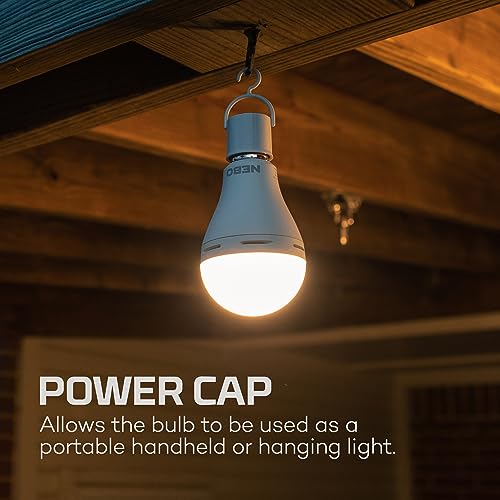 NEBO BLACKOUT BACKUP Emergency Bulb | 850 Lumens, 4 Light Modes, LED Rechargeable Light Bulb, Automatic Charging, Works Wi...