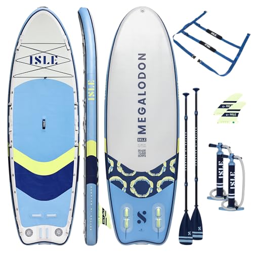 ISLE Megalodon Inflatable Stand Up Paddle Board & iSUP Bundle Accessory Pack - Up to 1,050 lbs Capacity — Durable, Lightwe...