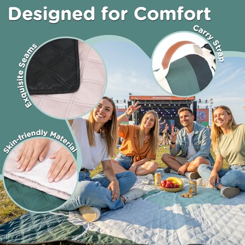 RYCHIC Waterproof Picnic Blanket Outdoor Camping Beach Mat Extra Large Foldable Car Essential Roadtrip Gadget Rv Accessori...