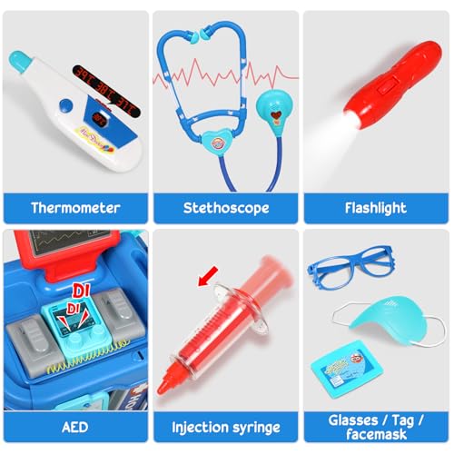 Doctor Kit for Toddlers 3-5 With 21pcs Medical Kit Toy Doctor Cart Stethoscope and Other Accessories Boy and Girl Fun Role...