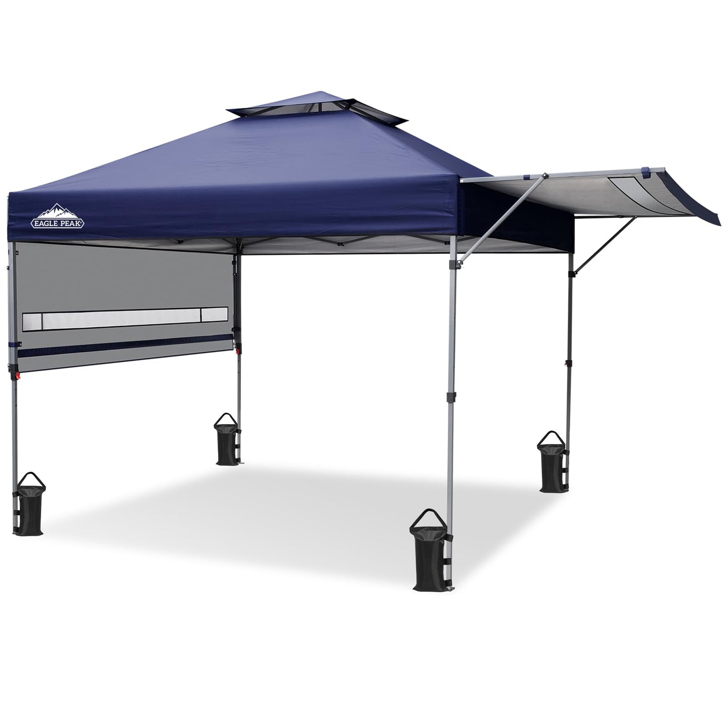 EAGLE PEAK 17x10 Pop up Gazebo Canopy Tent Outdoor Instant Canopy Shelter with Adjustable Dual Half Awnings (Blue)