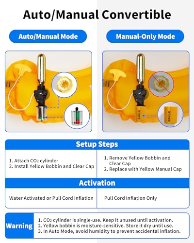Owntop Automatic/Manual Inflatable Swim Belt Pack, Manual Convertible Swim Jacket for Adults, 24g CO2 Cylinder Included, L...