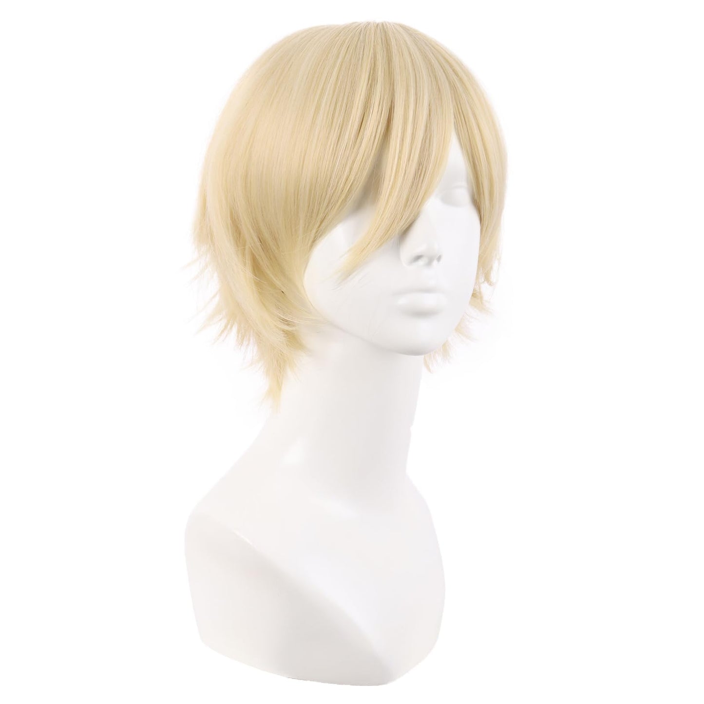 MapofBeauty 12 Inch/30 cm Men Women Short Straight Side Bangs Cosplay Costume Wig (Mixed Blonde)
