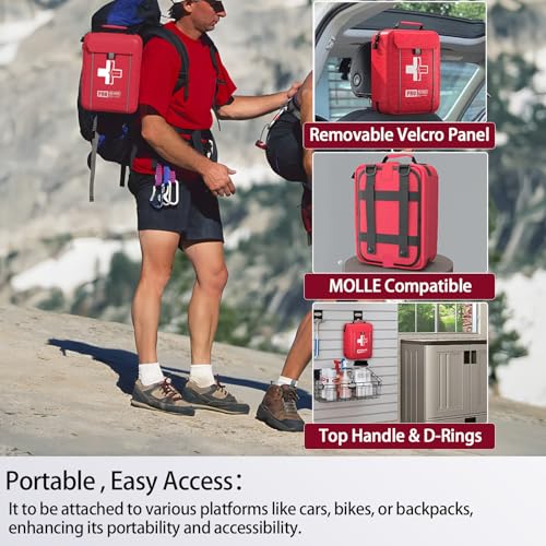 Upgrade - Comprehensive First Aid Kit with Labelled Compartments, Molle System Emergency Kits for Car,Home,Hiking, Backpac...