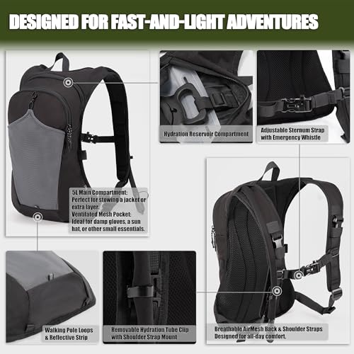 CLTAC 2-in-1 Convertible Chest Pack and Hydration Backpack with 2.5L Water Bladder, Adjustable Molle Hydration Vest for Wo...
