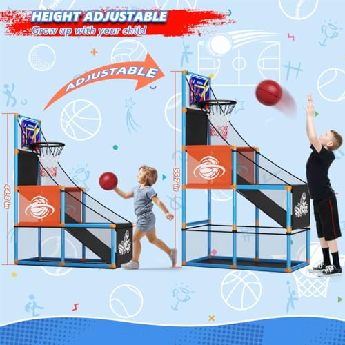 Handwell Arcade Basketball Game Set with Electronic Scoreboard&LED Light: Carnival Games Boy Toys Basketball Hoop Indoor O...