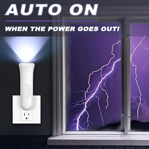 ROSSEX 4 in 1 Emergency Lights for Home Power Failure, 3 Pcs Rechargeable LED Flashlight Plug in Wall, Automatic Turn-On P...