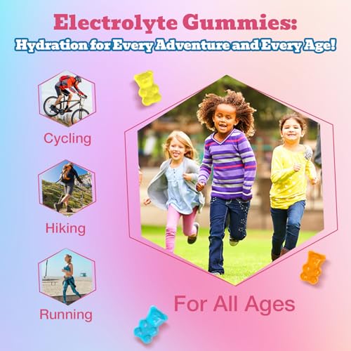 Electrolyte Gummies Sugar Free | Electrolyte Hydration Energy Gummies for Running & Sports - Energy Chews with Calcium & V...