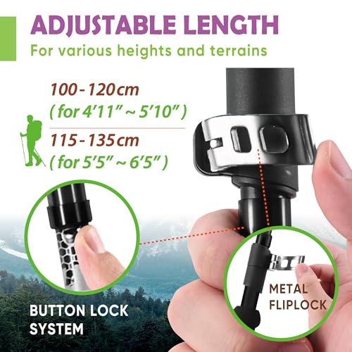 Trekology Trek-Z Collapsible Hiking & Trekking Poles - Balance Support for Seniors, Women, and Men, 2pc Per Set
