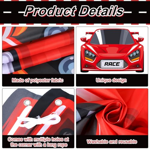 Race Car Birthday Party Decorations Hot Car Party Backdrop Racing Themed Photo Booth Props Race Cars Hanging Banner Backgr...
