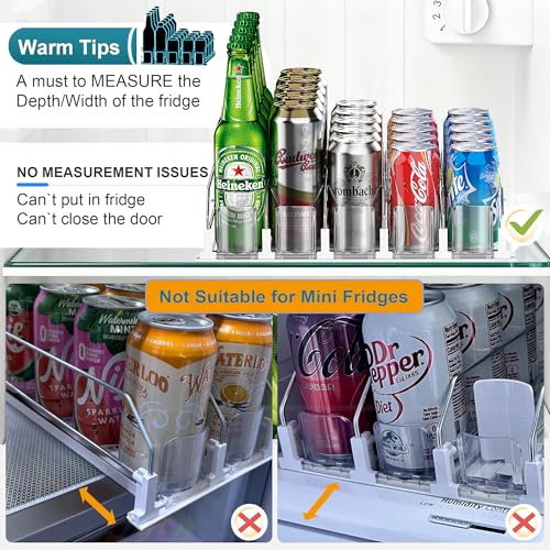 KUUKIKV Upgraded Drink Organizer for Fridge, Space-Saving Fridge Drink Organizer, Automatic Pusher Glide and Adjustable Wi...