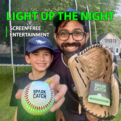 SPARK CATCH Light Up Baseball, Glow in The Dark Baseball, Sports Gear Accessories Gifts for Boys 8 9 10 11 12 13 14 15 Yea...