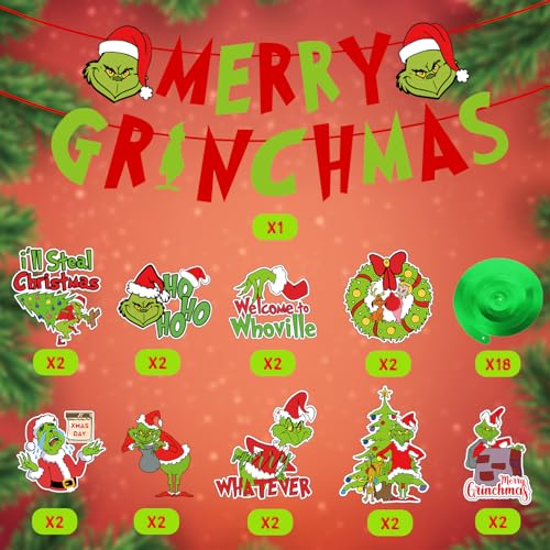 Adurself Christmas Party Decorations - 38Pcs Red Green Hanging Swirls Foil Swirl Ceiling Hanging Decorations Merry Christm...
