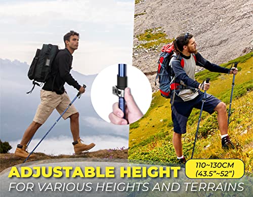 TREKOLOGY TREKZ SE 2pc Collapsible Hiking Stick - Lightweight, Foldable Retractable Trekking Poles for Men, Women & Senior...
