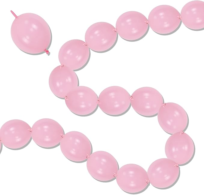 Pastel Pink Linking Balloons, 100PCS 6 Inch Small Baby Pink Link Balloons for Making Balloon Wall Heart Arch, Quick Linked...