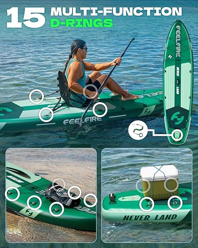 Feelfire11'x34” Extra Wide Inflatable Paddleboard, Stand-up Paddle Board for Adults, 420lb Capacity for Yoga/Fishing/Famil...