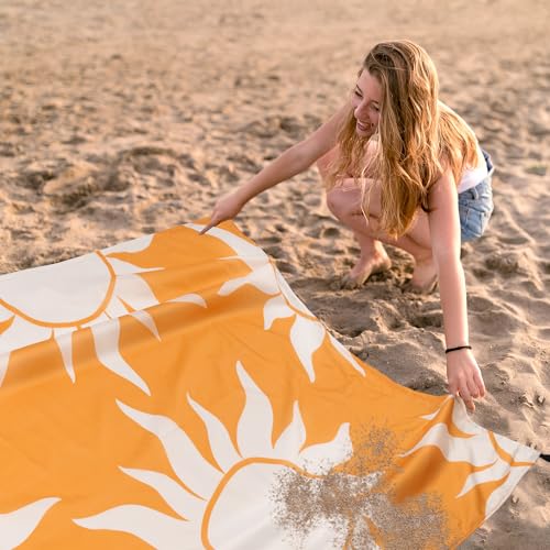 Large Beach Blanket Waterproof Sandproof, 9×10 FT Beach Mat Sand Free for 2-8 Adult with Stakes and Sand Pocket, Foldable ...