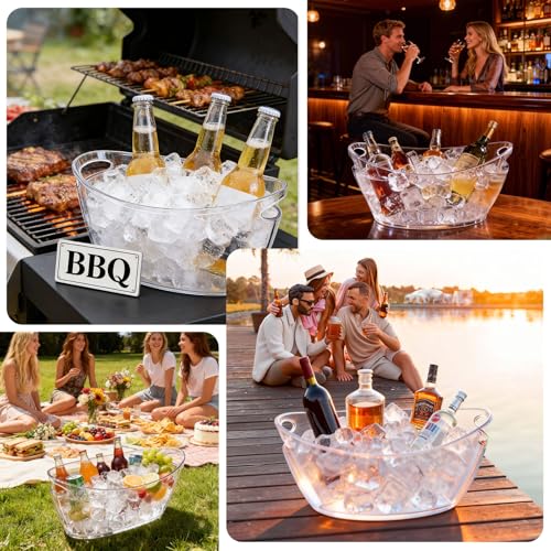 Ice Bucket 2 Pcs, Clear Acrylic Ice Buckets for Parties, Plastic Beverage Tub & Champagne Bucket for Mimosa Bar Supplies, ...