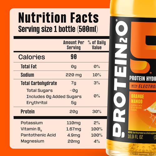 Protein2o Hydration Drink - 2-in-1 Liquid Clear Whey Protein Isolate and Electrolyte Drink - 20g Protein, Vitamins B5, B6...