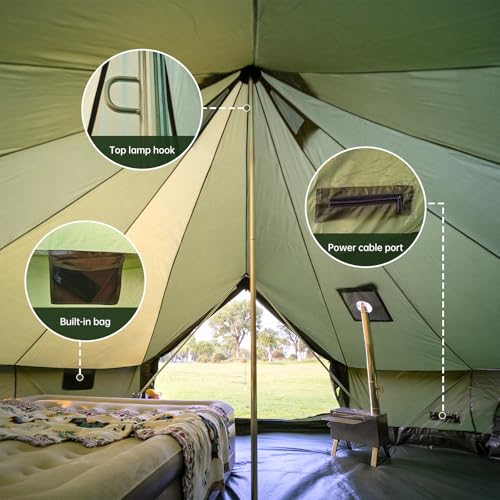 Oxford Bell Tent for Family Camping - Spacious 13.1ft /16.4ft Yurt with Stove Jack, Large Glamping Tents for 4-8 People, 4...