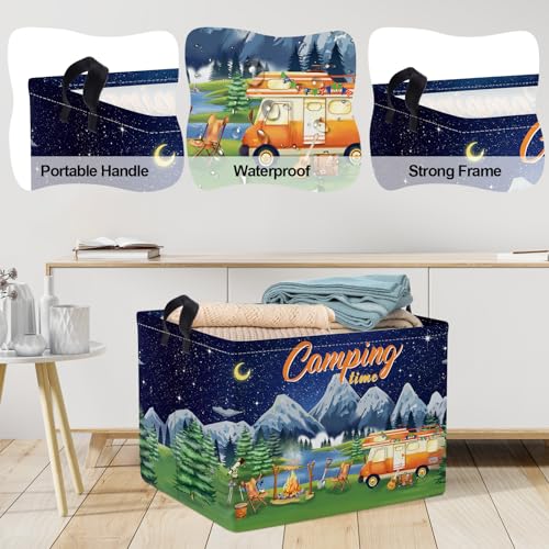 Clastyle Black Night Camping Storage Basket Clothes Toy Tool Food Picnic Basket Outdoor Beach Pool Towel Basket Rectangle ...