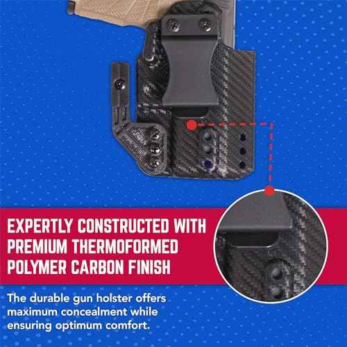 DESANTIS Persuader Gun Holster, Versatile IWB Holster with Sleek Carbon Fiber Finish, Fits Springfield Hellcat and Hellcat OSP, Unisex Holster, Right Hand-Draw, Black