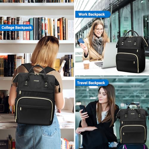 LOVEVOOK Laptop Backpack Women, 15.6 Inch Work Backpack Woman for Teacher Nurse Bags, Computer College Backpack Purse, Wat...