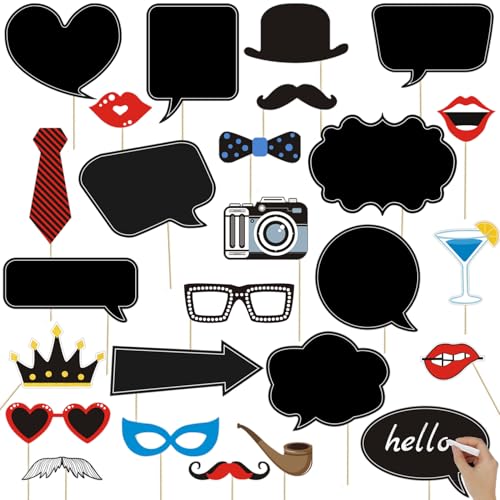 35pcs Insta-Themed Social Media Party Selfie Photo Booth Props with Speech Bubble DIY Photo Props for Birthday, Graduatio...