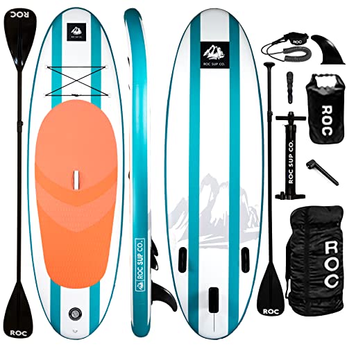 Roc Inflatable Stand Up Paddle Board 10' 6" with Premium SUP Paddle Board Accessories, Wide Stable Design, Non-Slip Comfor...