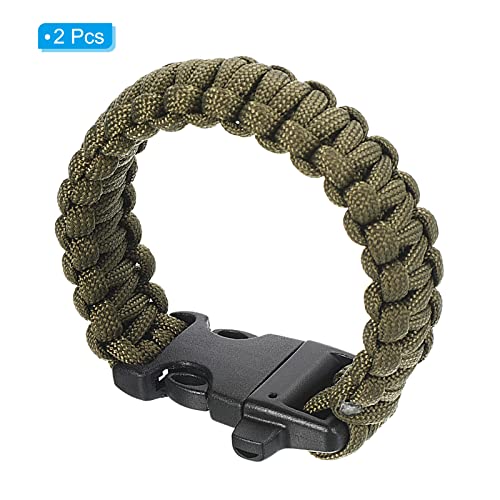 Survival Paracord Bracelets, 2 Pack Plaited Parachute Bracelet with Plastic Buckle Party Favors Camping Gifts Outdoor Wrap...