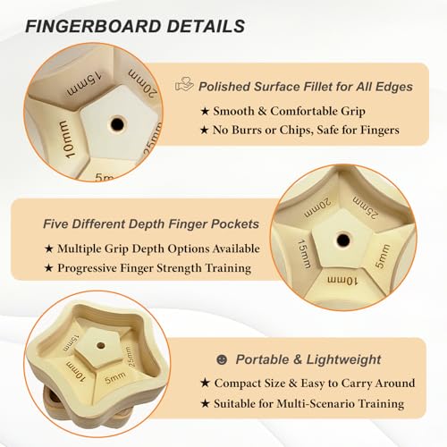 VERTIPEAK Portable Hangboard - 2 Pack Wooden Rock Climbing Fingerboard, Lightweight with 5 Multi-depth Pockets, Finger Str...
