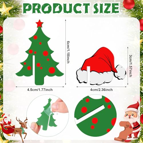 Colingmill 50 Pcs Christmas Tree Santa Hat Drink Markers Christmas Drink Garnish Acrylic Reusable Wine Glass Charms for Xm...