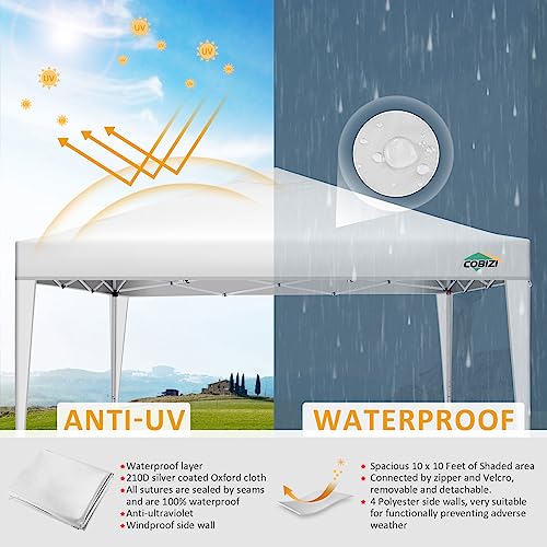 COBIZI 10x10 Pop Up Canopy Tent with 4 Sidewalls Party Tents for Parties Weddings Backyard Waterproof Commercial Instant O...
