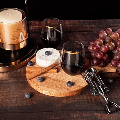 SUT 24 Pack 12oz Gold Plastic Wine Glasses Stemless, Gold Disposable Wine Cups, Premium Quality, Recyclable, Unbreakable, ...
