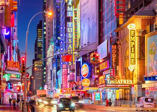 Loccor 8x6ft Fabric New York City Backdrop Manhattan 42nd Street Night Theaters Stores Photography Background Time Square ...