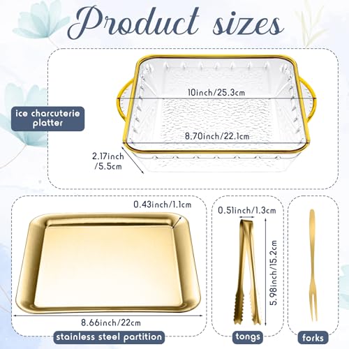 Baderke 9" Chilled Serving Tray for Christmas Parties Ice Chilled Party Platter Charcuterie Serving Board Cold Dish Dip wi...