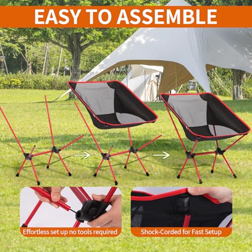 Veathzet Ultralight Camping Chair, Foldable Portable Camping Chair with Breathable Nylon Mesh, Compact Design & Carry Bag ...