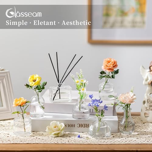 Glasseam Clear Glass Vases for Centerpieces: Mini Flower Vase Set 28Pcs Bud Vases in Bulk - Modern Small Vases for Home Ro...