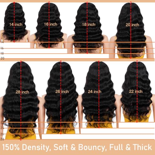 Lace Front Wigs Human Hair Loose Body 13x5x1 Lace Frontal Wigs for Women 20inch 150% Density Glueless Brazilian Body Wave Real Human Hair Wig with Baby Hair Pre Plucked
