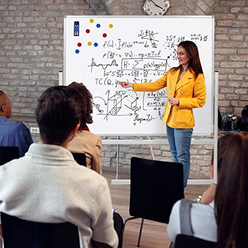 H-Qprobd 60"x48" Mobile Whiteboard Double-Sided Magnetic Dry Erase Board on Wheels - Comercial Rolling White Boards with S...